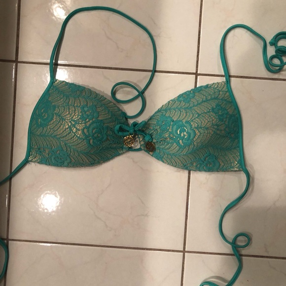 Lulu Fama mint/gold lace bikini - Picture 1 of 5